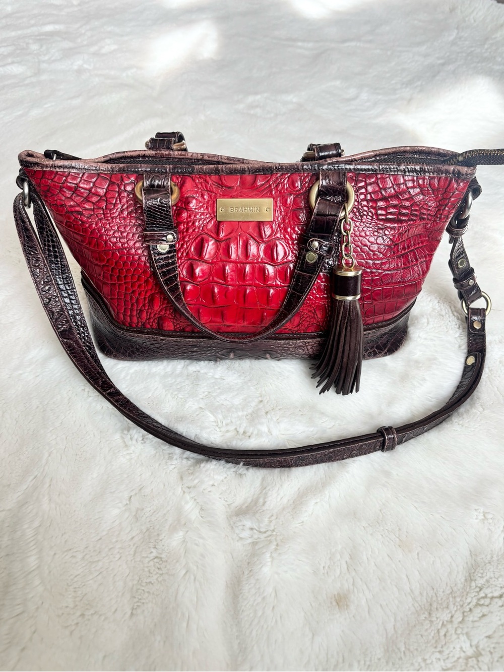 Brahmin Red Croc Leather Purse RARE